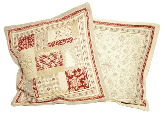Jacquard cushion cover (Himalaya. grey-red) - Click Image to Close